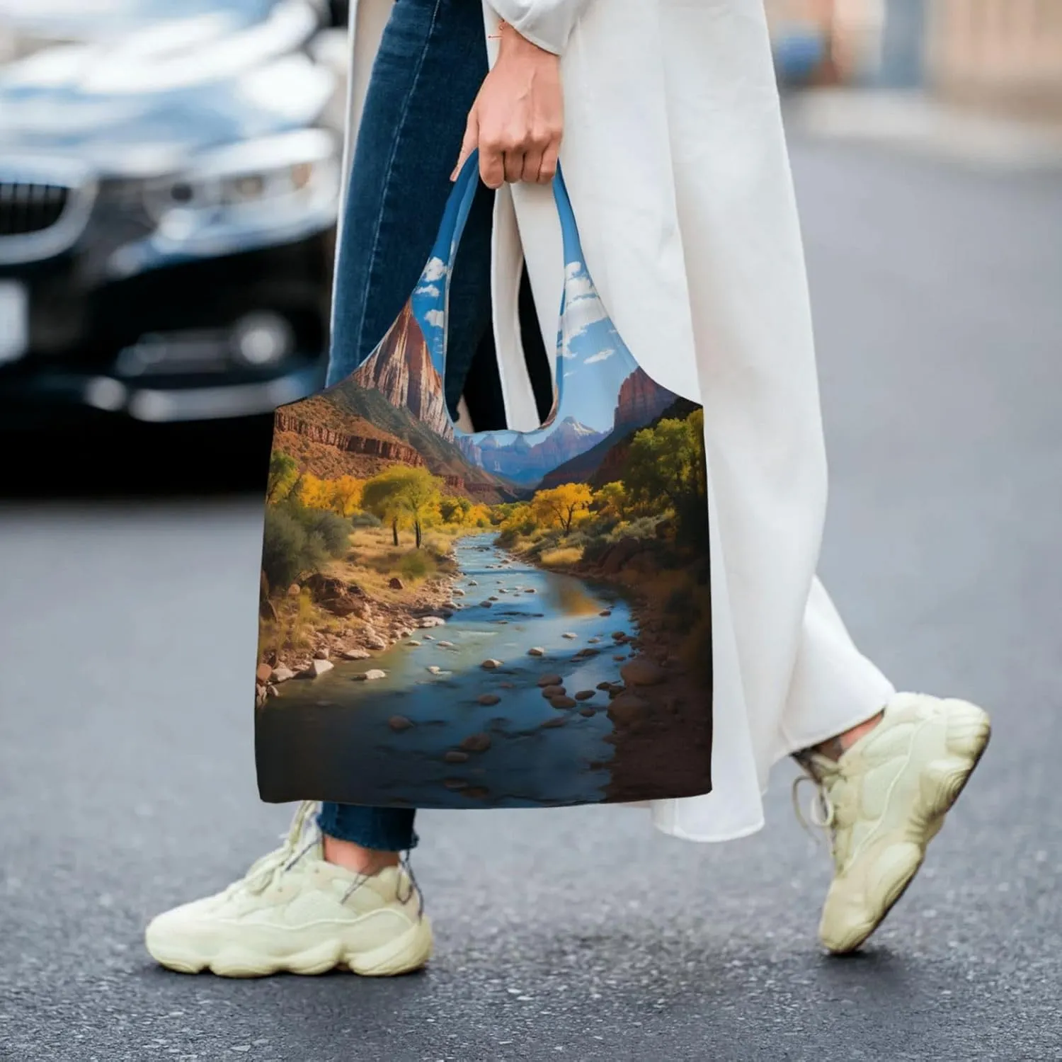 Tote Bag for Women Reusable Grocery Bag Canvas Shopping Bag Beautiful Fireworks Handbag Foldable Shoulder Bag