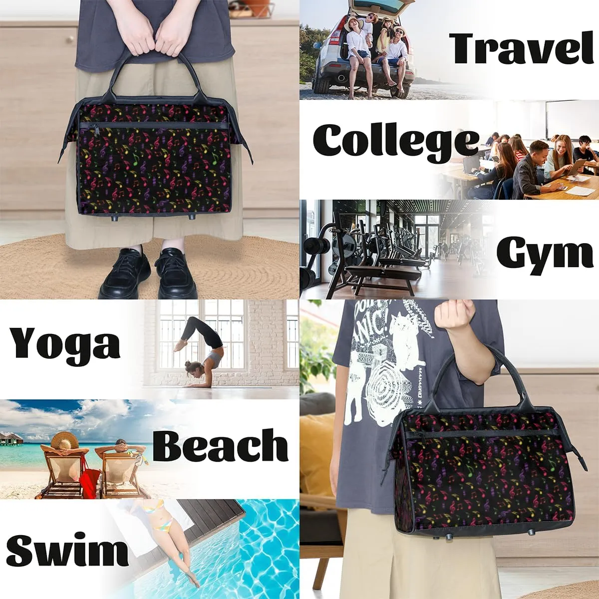 Tote Bag for Women with Zipper, Travel Large Shoulder Bag Handbag for Work, Gym