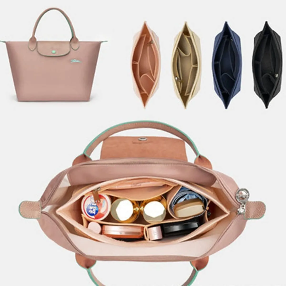 tote bag insert for Longchamp Le Pliage bag organizer for tote organizer purse 1028pink-M