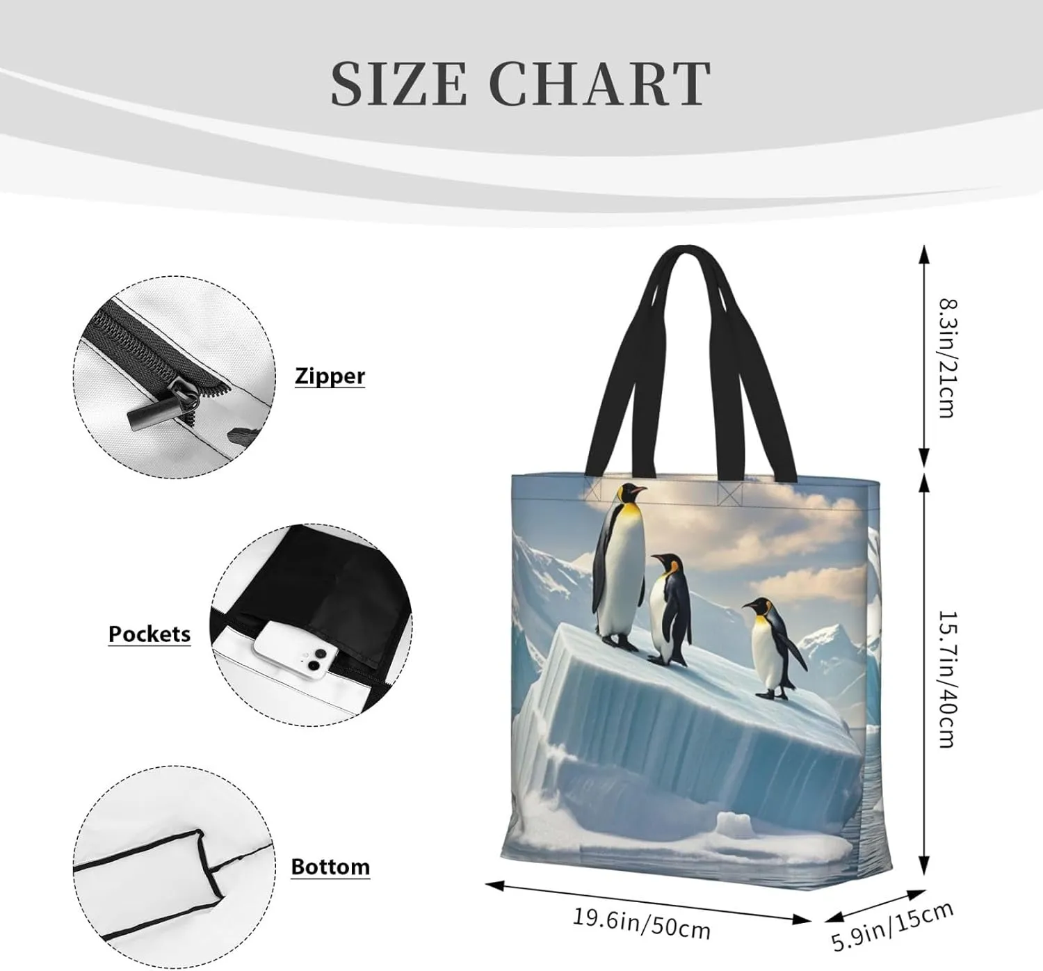 Tote Bag Large Capacity Grocery Bag With Zipper Flamingo Shopping Bag Shoulder Bag for Women