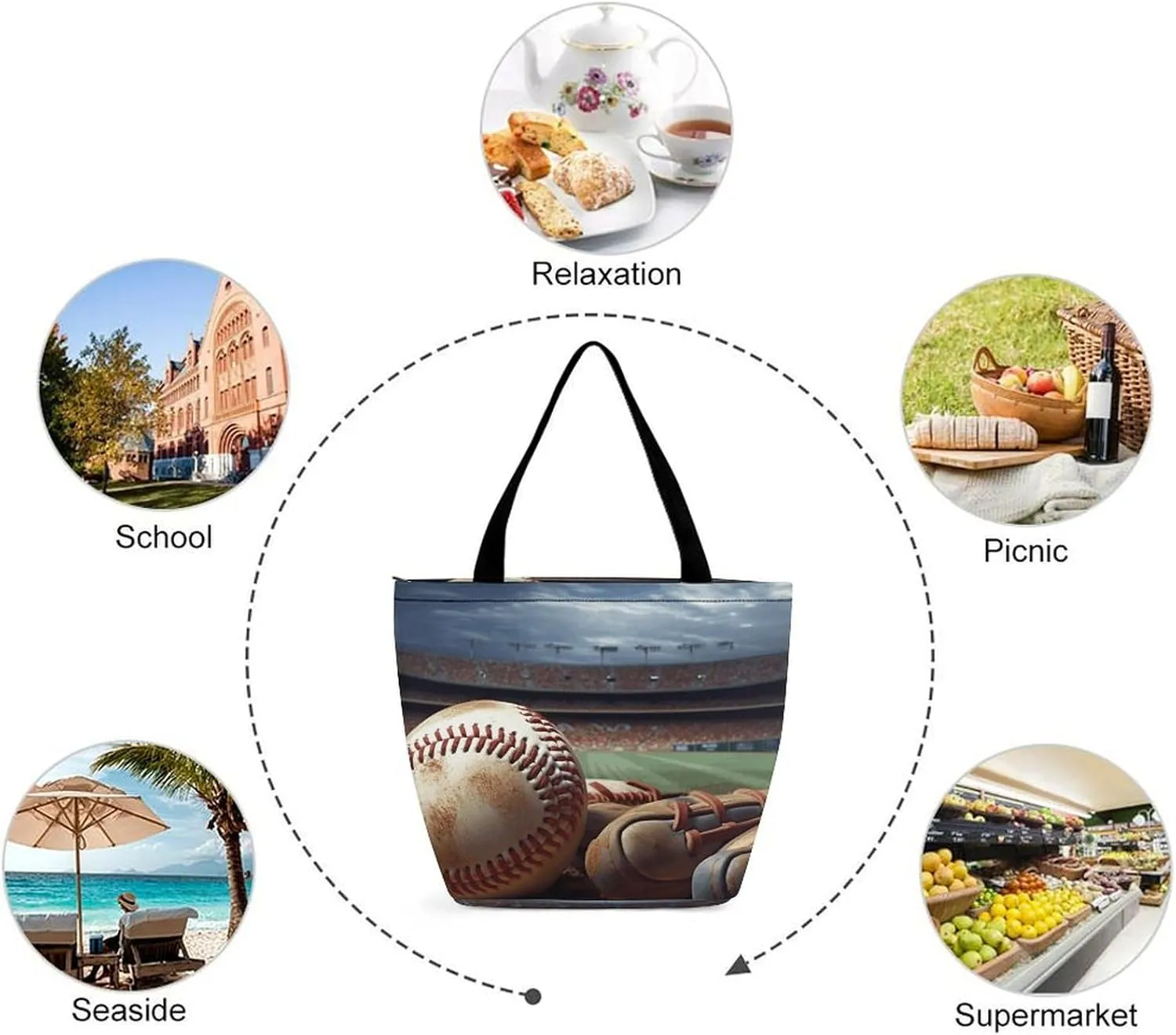 Tote Bag Reusable Grocery Bag Foldable Shopping Bag Extra Large Shoulder Bag Lemon Tote Bag for Travel Work