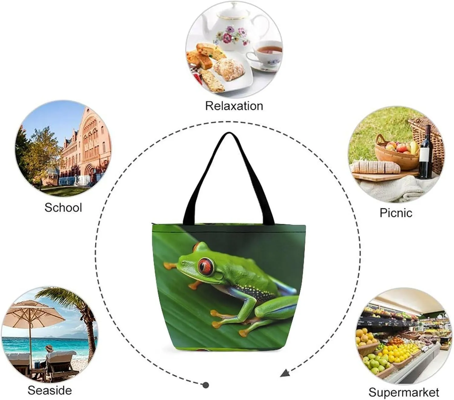 Tote Bag Reusable Grocery Bag Foldable Shopping Bag Extra Large Shoulder Bag Trick Or Treat Tote Bag for Work