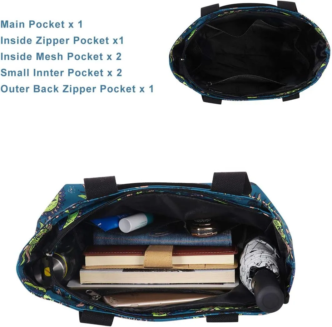 Tote Bag with Zipper for Women Inside Mesh Pocket Heavy Duty Casual Anti-water Cloth Travel Shoulder Handbag
