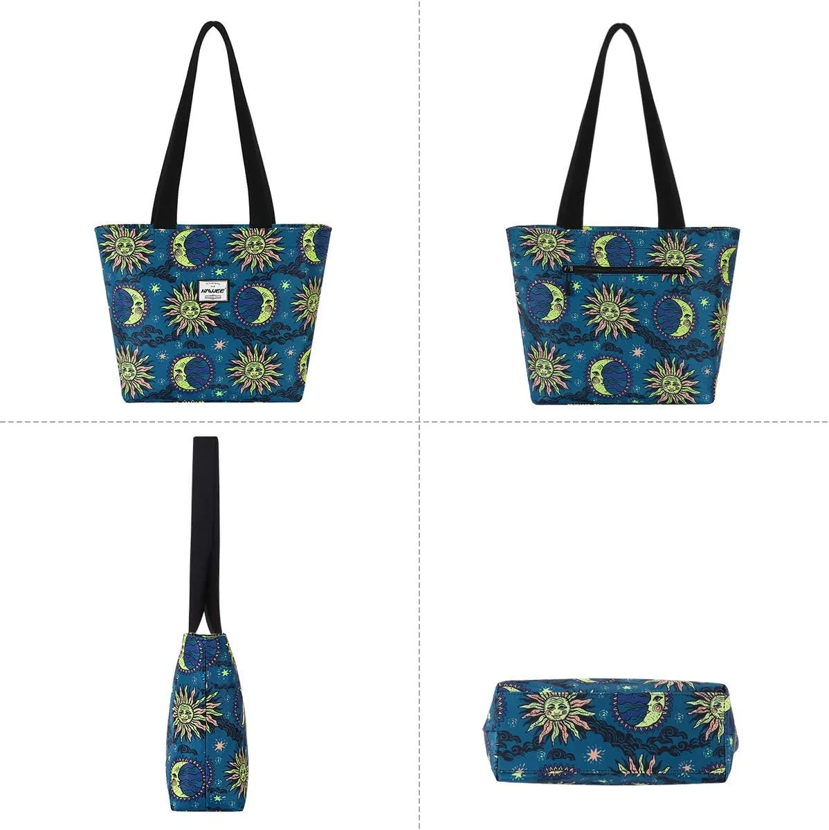 Tote Bag with Zipper for Women Inside Mesh Pocket Heavy Duty Casual Anti-water Cloth Travel Shoulder Handbag