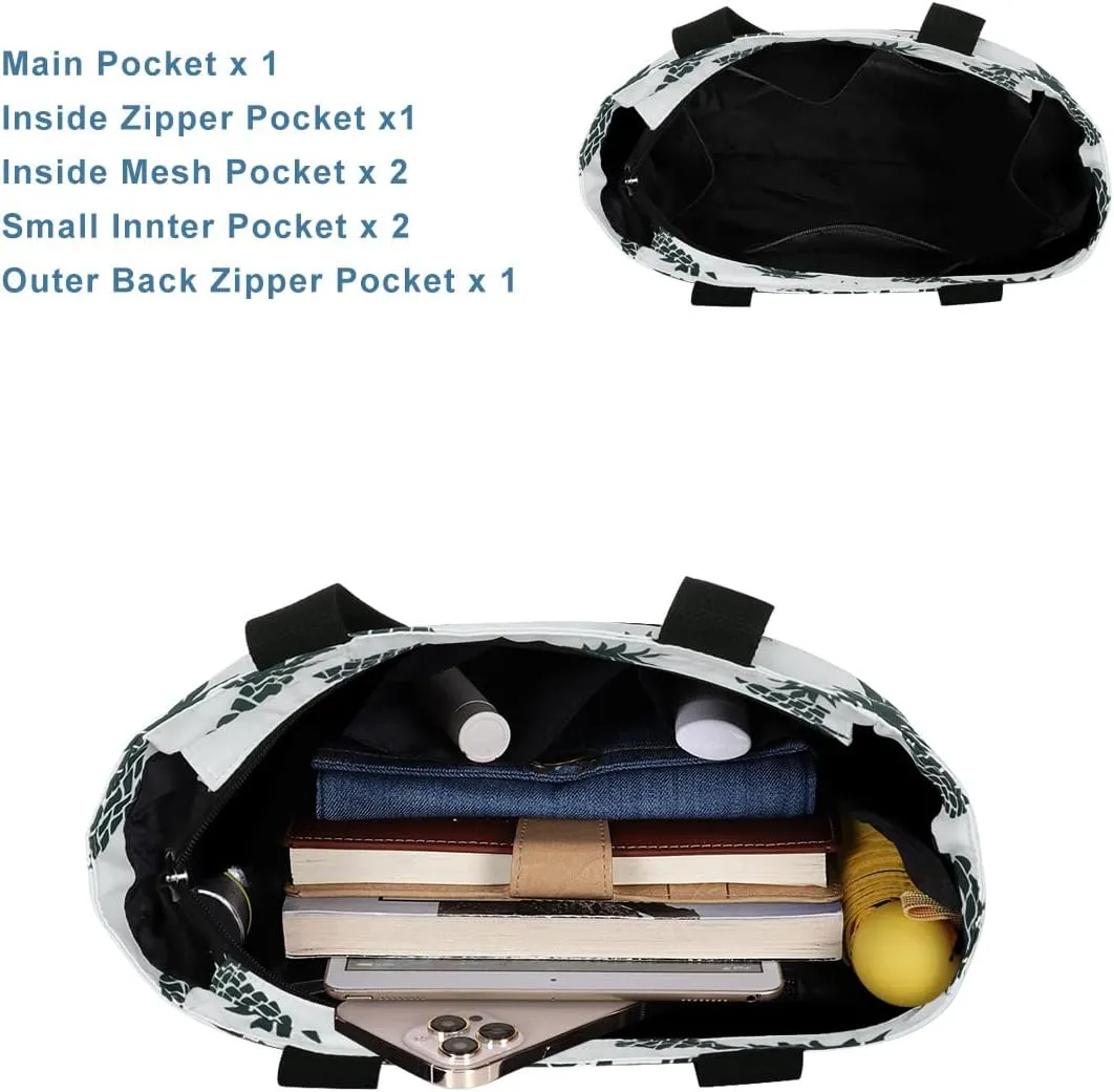 Tote Bag with Zipper for Women Inside Mesh Pocket Heavy Duty Casual Anti-water Cloth Travel Shoulder Handbag