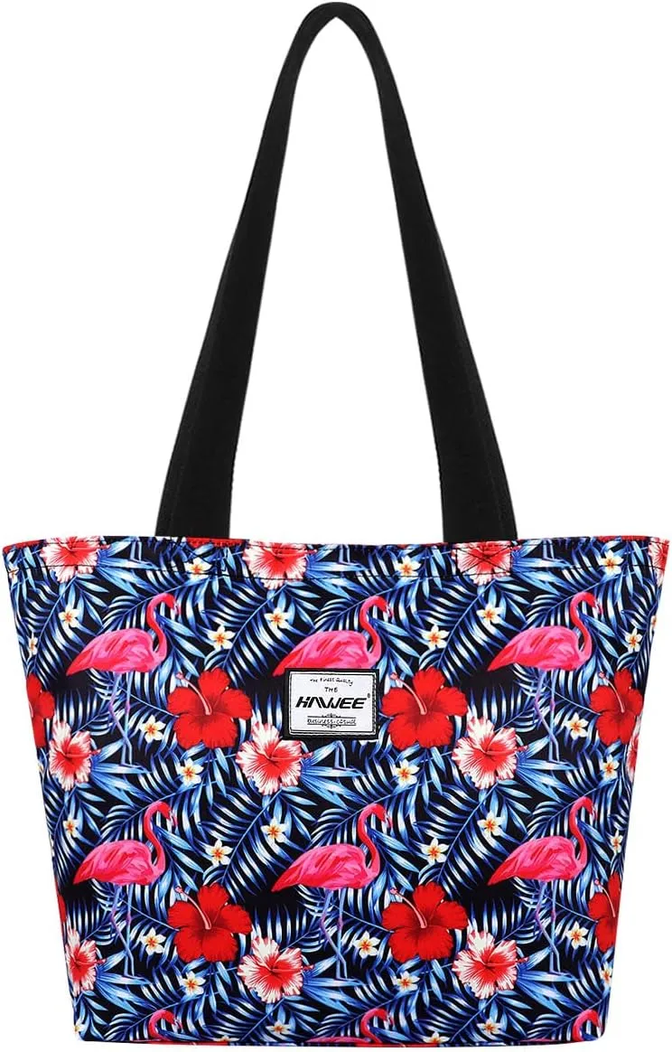 Tote Bag with Zipper for Women Inside Mesh Pocket Heavy Duty Casual Anti-water Cloth Travel Shoulder Handbag