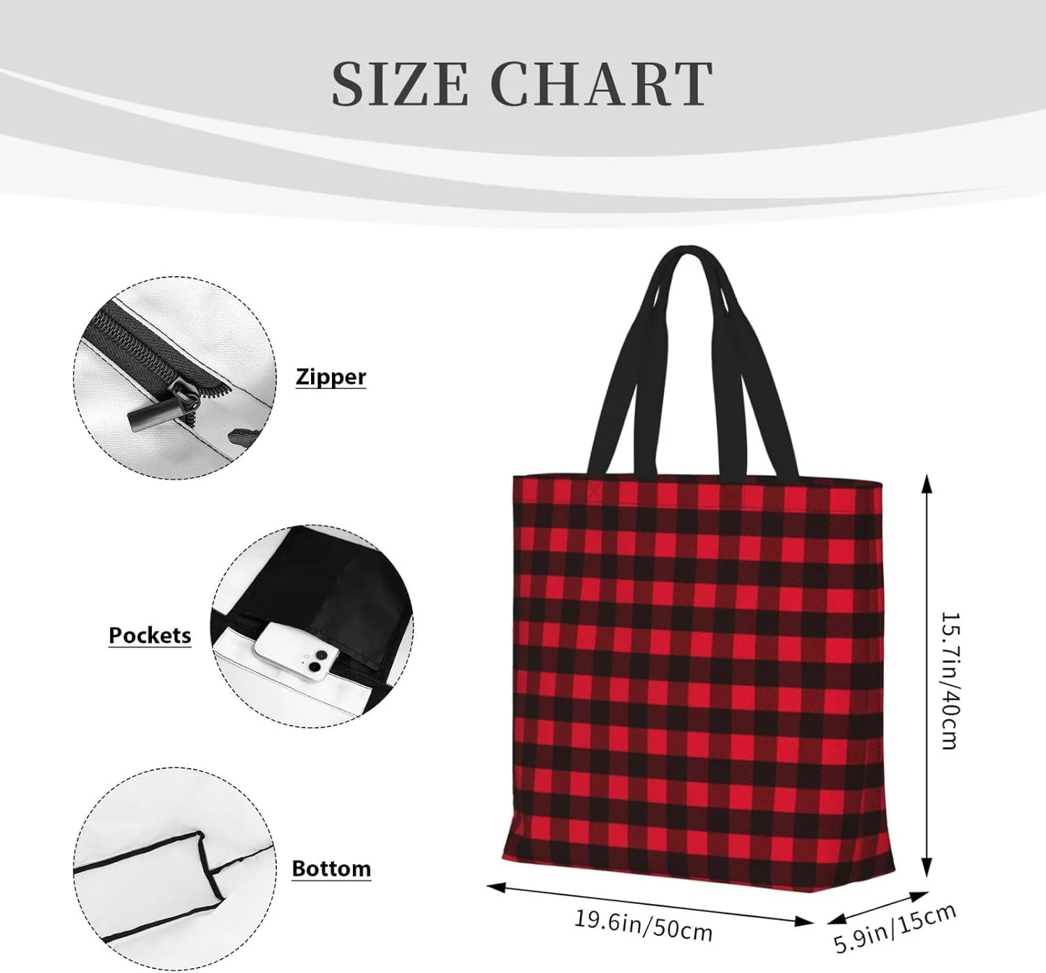 Tote Bag with Zipper Pockets,Large Capacity Shopping Bag, Handbags for Travel Grocery