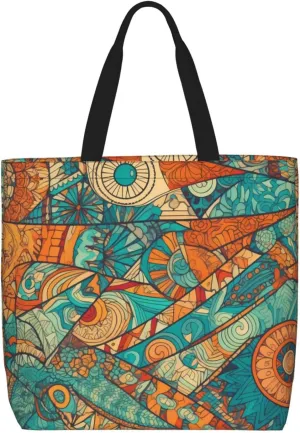 Tote Bag with Zipper Pockets,Large Capacity Shopping Bag,Casual Shoulder Bag for shopping Work Gym