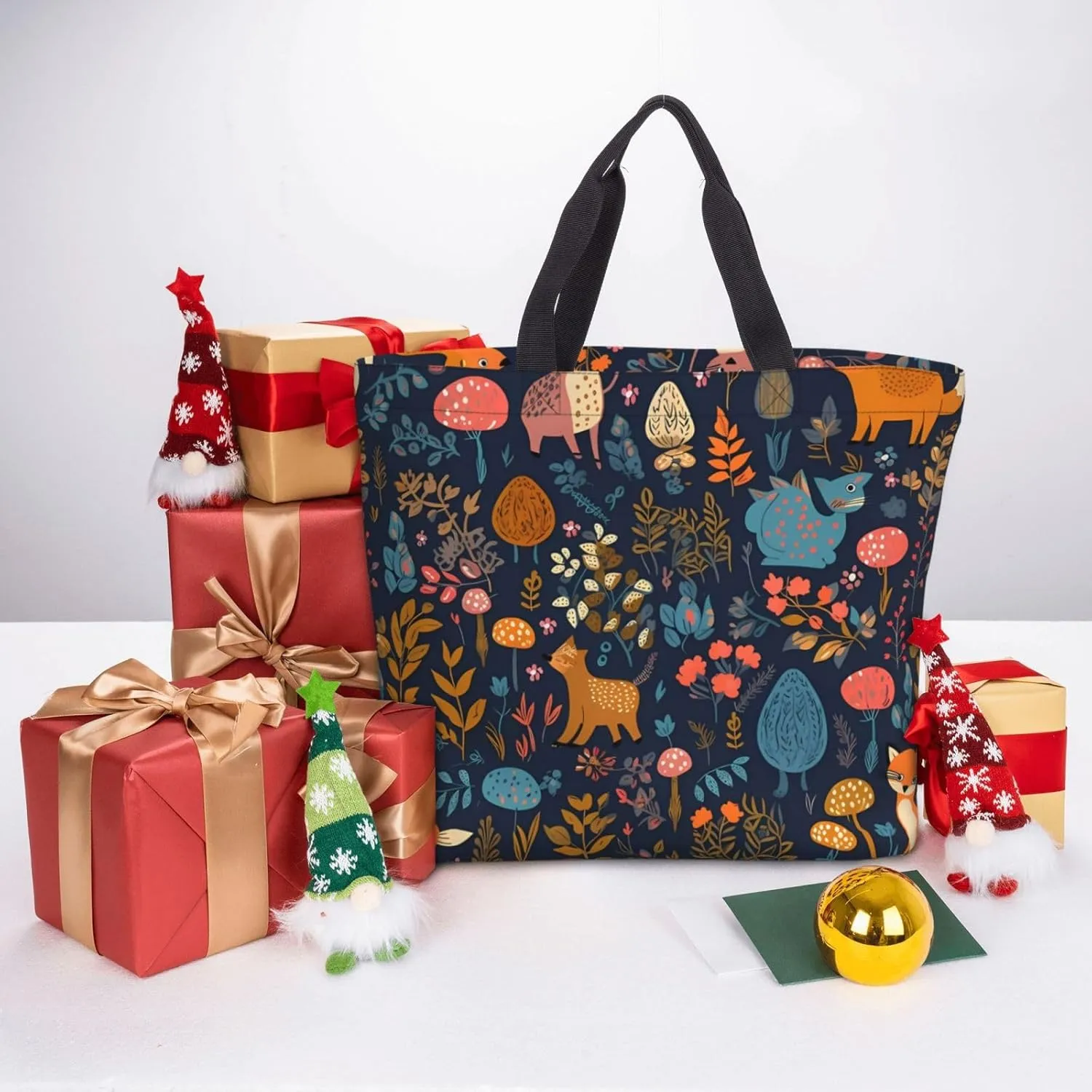Tote Bag with Zipper Pockets,Large Capacity Shopping Bag,Casual Shoulder Bag for shopping Work Gym