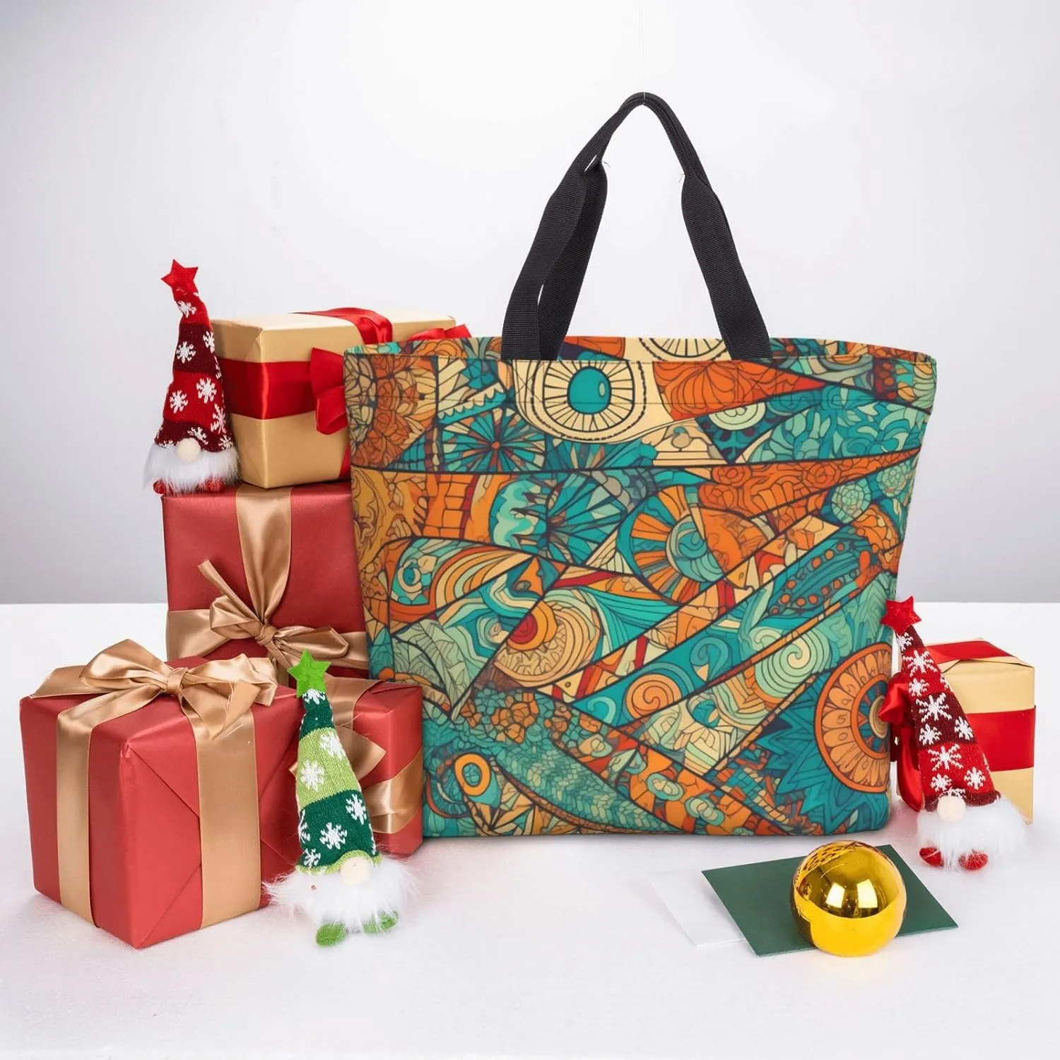 Tote Bag with Zipper Pockets,Large Capacity Shopping Bag,Casual Shoulder Bag for shopping Work Gym