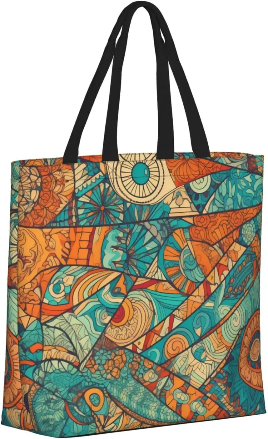 Tote Bag with Zipper Pockets,Large Capacity Shopping Bag,Casual Shoulder Bag for shopping Work Gym