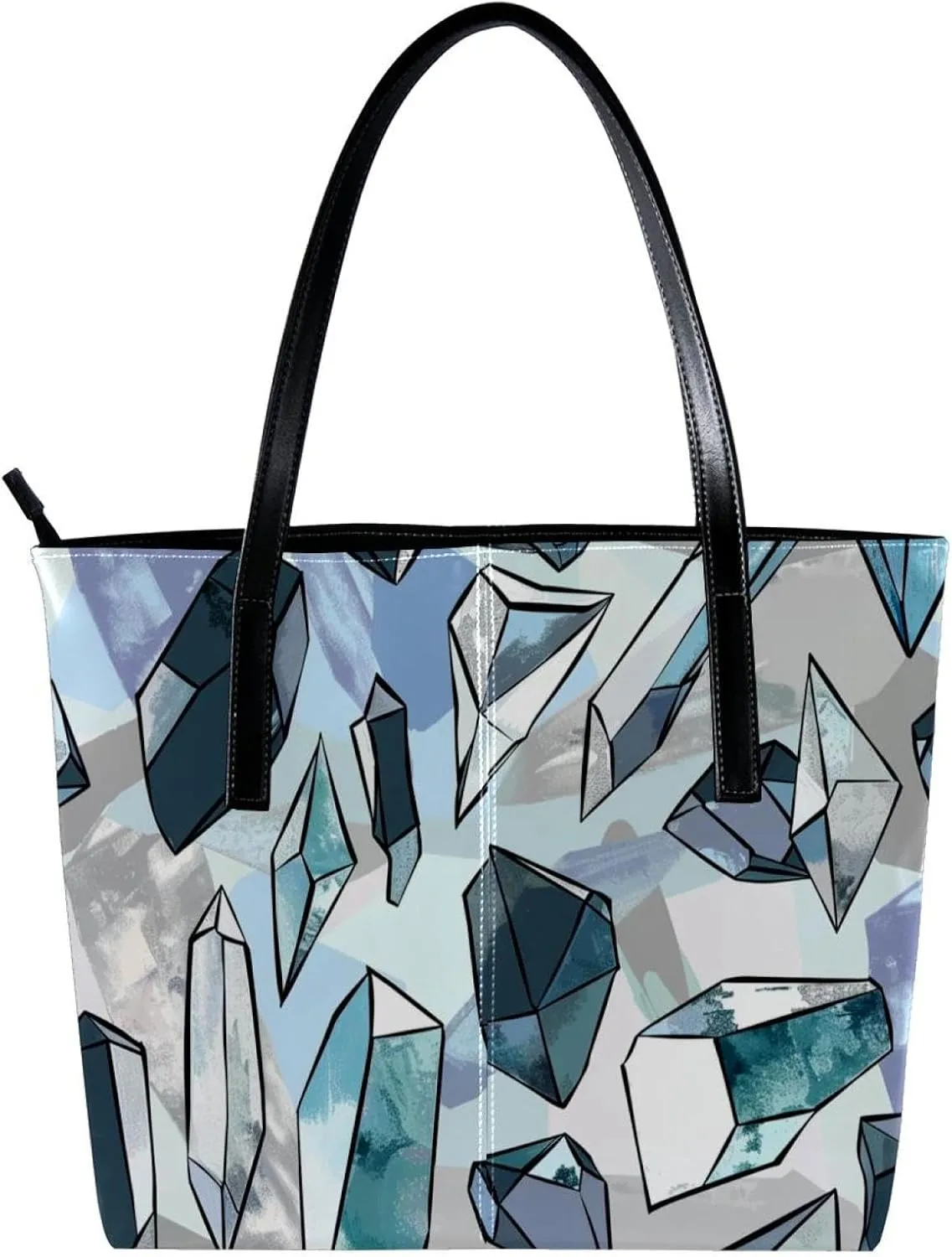 Tote Bags, Large Tote Bag, Tote Bag with Zipper, Modern Colored Lines Rainbow, Totes for Women
