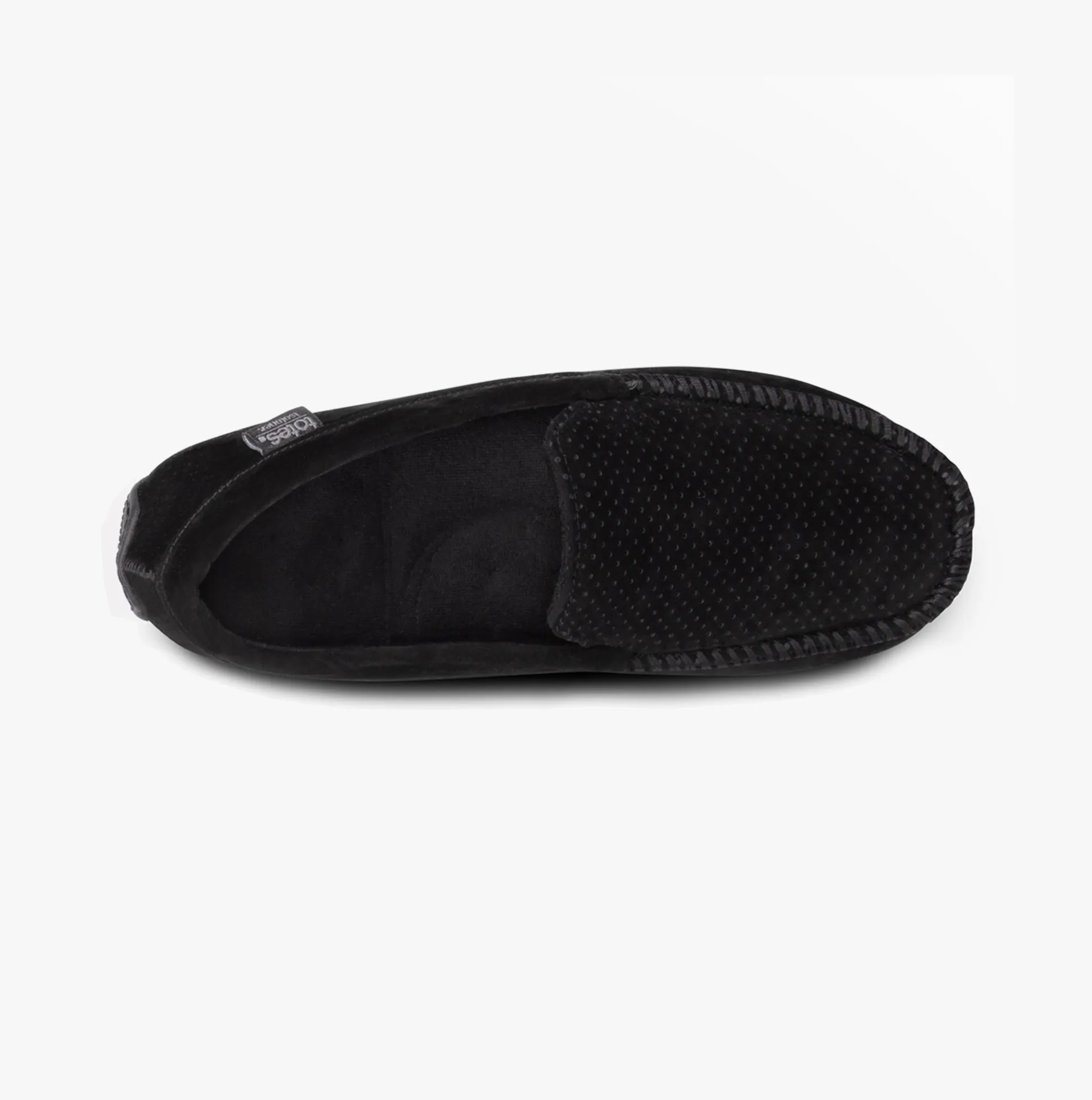 Totes Isotoner PERFORATED SUEDETTE Moccasin Slippers Mens Black