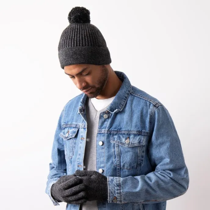 Totes Toasties Hat & Glove Set Mens Black / Grey