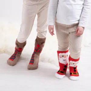 Totes Toasties SUPER SOFT Slipper Socks  (Twin Pack) Unisex Kids Socks Reindeer / Santa