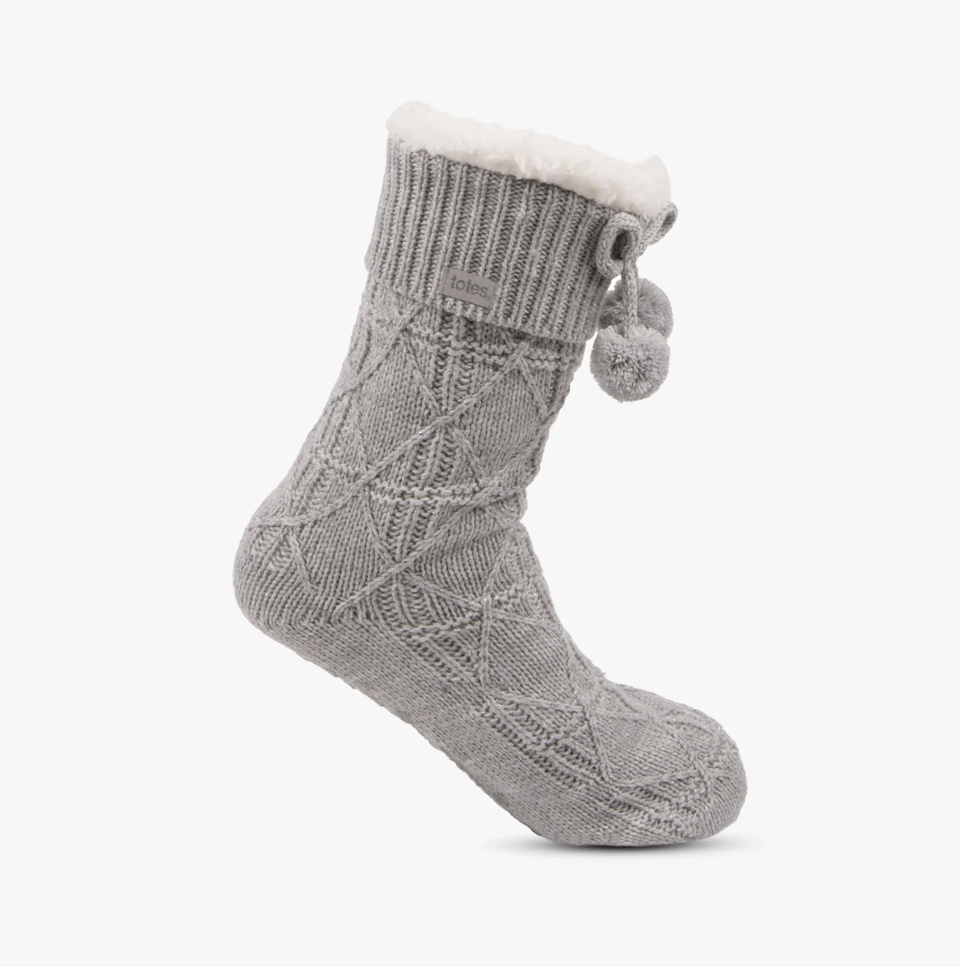 Totes Toasties TEXTURE SLIPPER Socks Womens Socks Grey