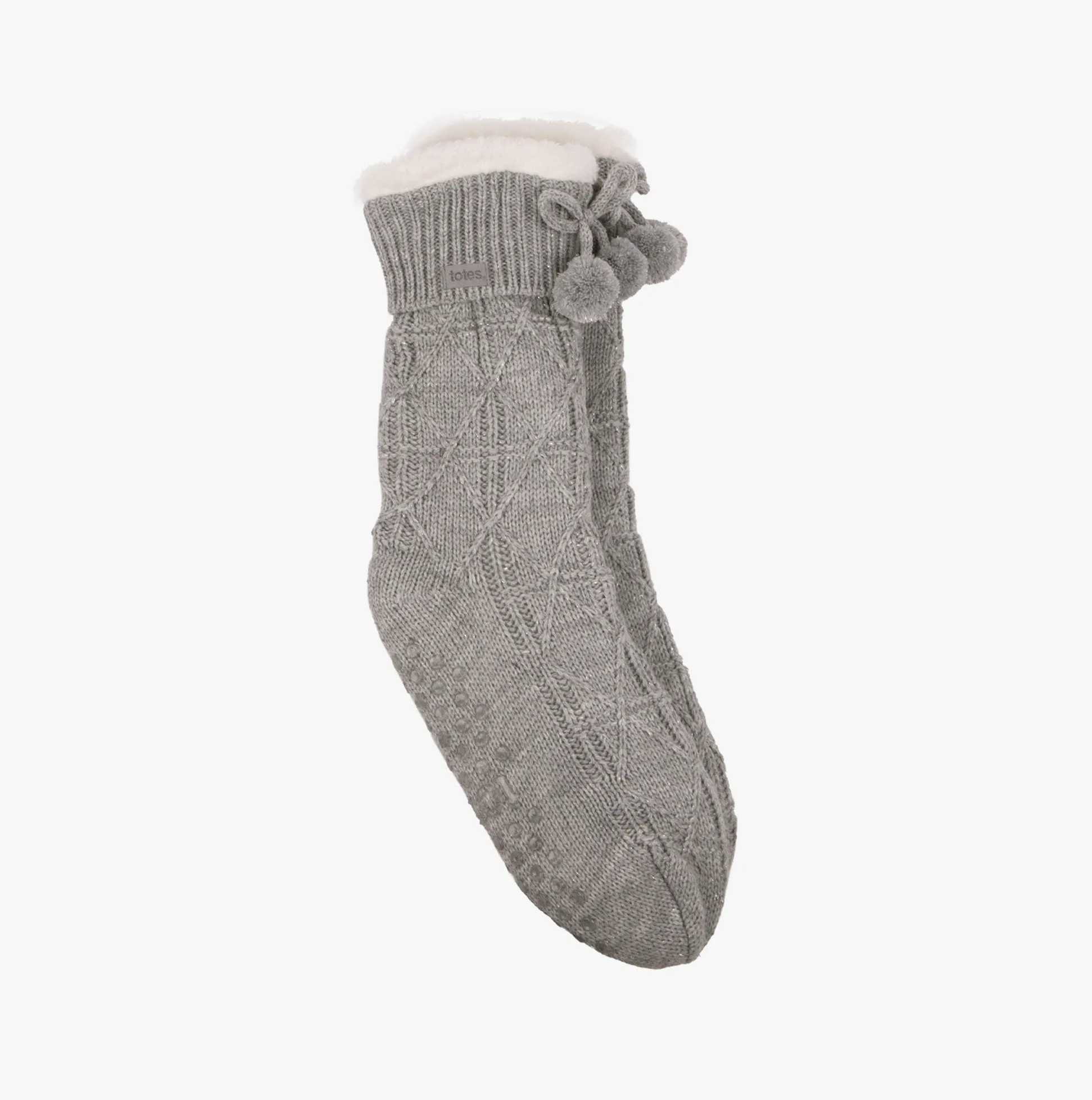 Totes Toasties TEXTURE SLIPPER Socks Womens Socks Grey