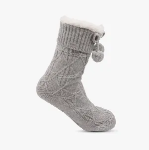 Totes Toasties TEXTURE SLIPPER Socks Womens Socks Grey