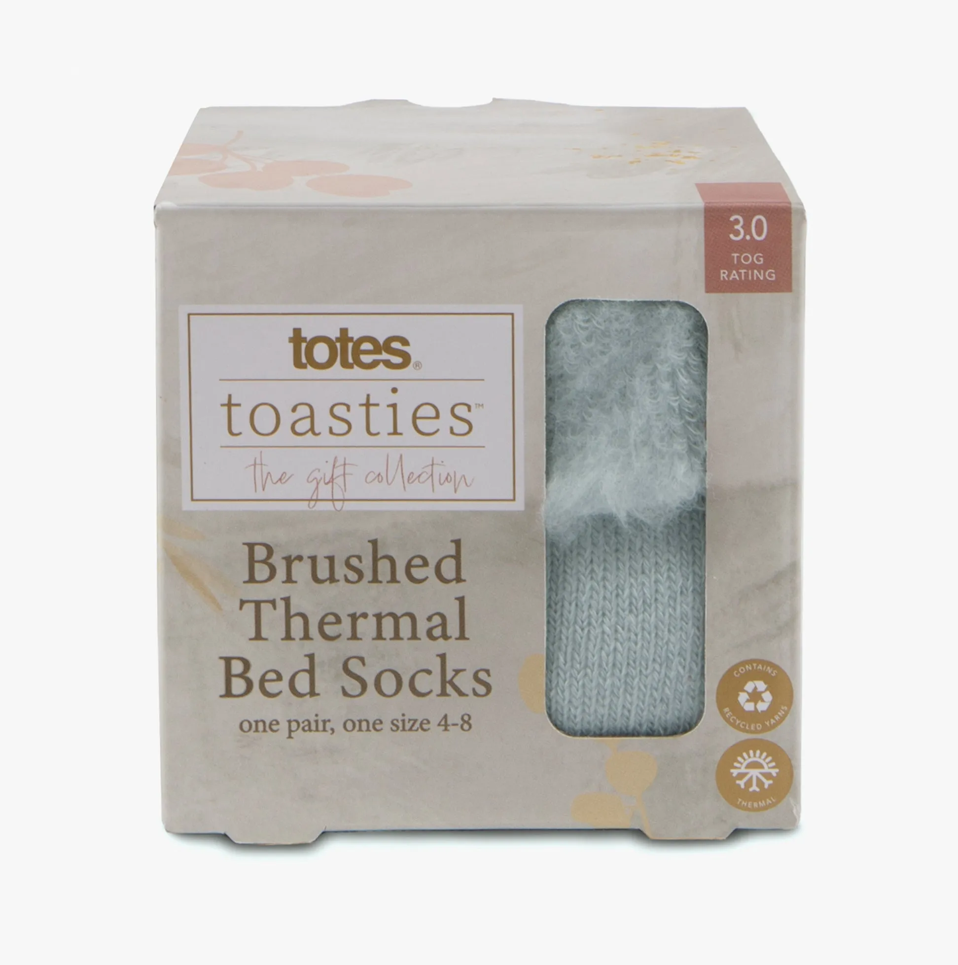 Totes Toasties THERMAL BRUSHED Womens Bed Socks Blue