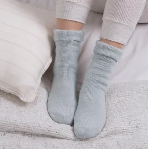 Totes Toasties THERMAL BRUSHED Womens Bed Socks Blue