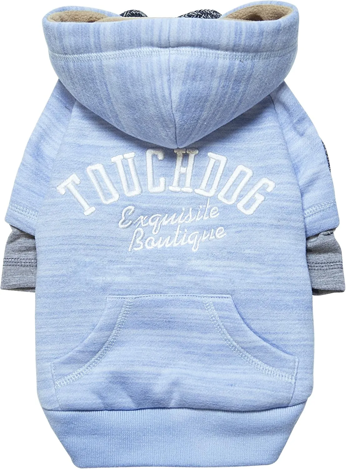 TOUCHDOG 'Hampton Beach' Designer Fashion Ultra-Plush Sand Blasted Pet Dog Hooded Sweater Hoodie, Large, Blue
