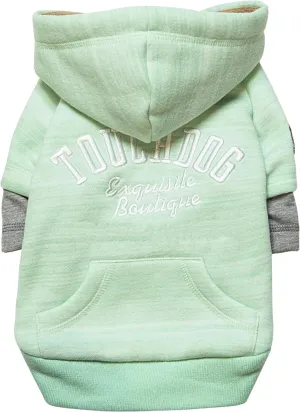 TOUCHDOG 'Hampton Beach' Designer Fashion Ultra-Plush Sand Blasted Pet Dog Hooded Sweater Hoodie, Small, Green