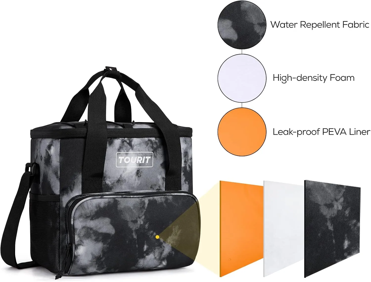 TOURIT Cooler Bag 24/35/46-Can Insulated Soft Cooler Portable Cooler Bag 14.6/24/32L Large Lunch Cooler for Picnic, Beach, Work, Trip