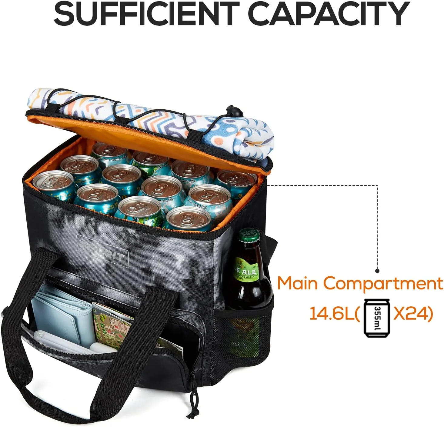 TOURIT Cooler Bag 24/35/46-Can Insulated Soft Cooler Portable Cooler Bag 14.6/24/32L Large Lunch Cooler for Picnic, Beach, Work, Trip