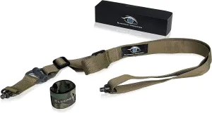 Traditional 2 Point Rifle Sling with Fast Adjust Pull tab, 2 QD Points & Camo Sling Storage/Cable Management Band (Tan/FDE)