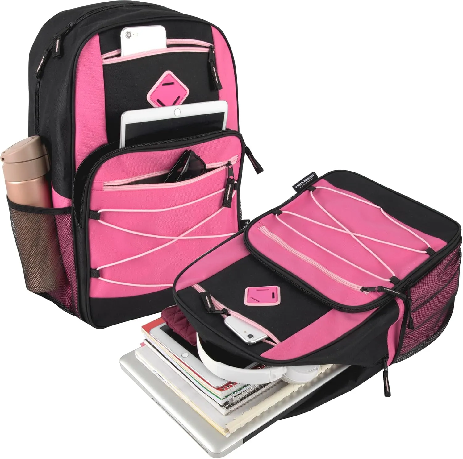 Trail maker Bulk Color Block Laptop Backpacks 24 Pack Wholesale Backpacks in Bulk for Kids Nonprofit (Female Colors Pack)