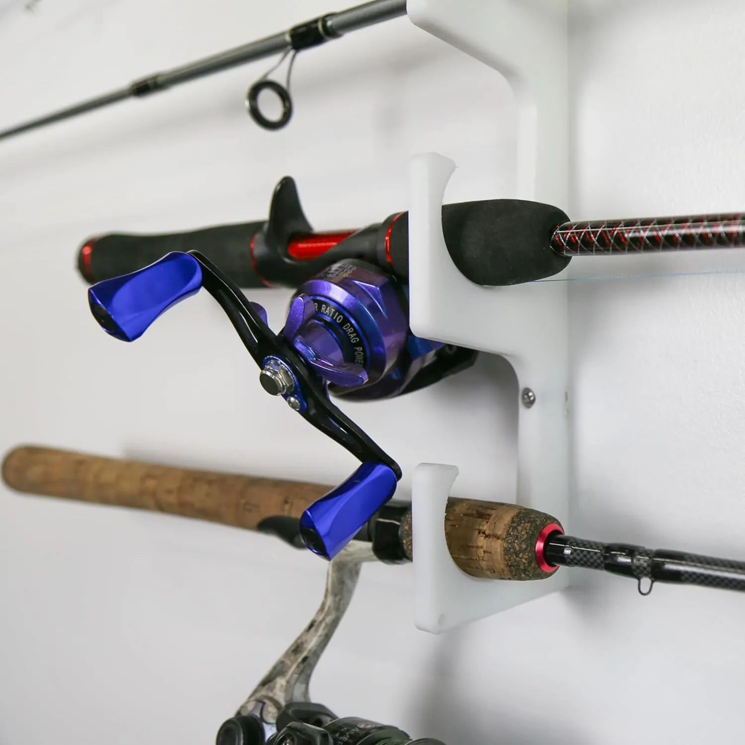 TRAPSKI Made in The USA Fishing Rod/Pole Holder Rack Organizers | Wall or Boat Mounting Fishing Rod Rack | Marine Grade HDPE Plastic | Pole Holder for up to 4 Rods | Stackable