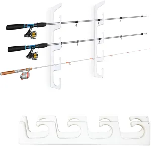 TRAPSKI Made in The USA Fishing Rod/Pole Holder Rack Organizers | Wall or Boat Mounting Fishing Rod Rack | Marine Grade HDPE Plastic | Pole Holder for up to 4 Rods | Stackable