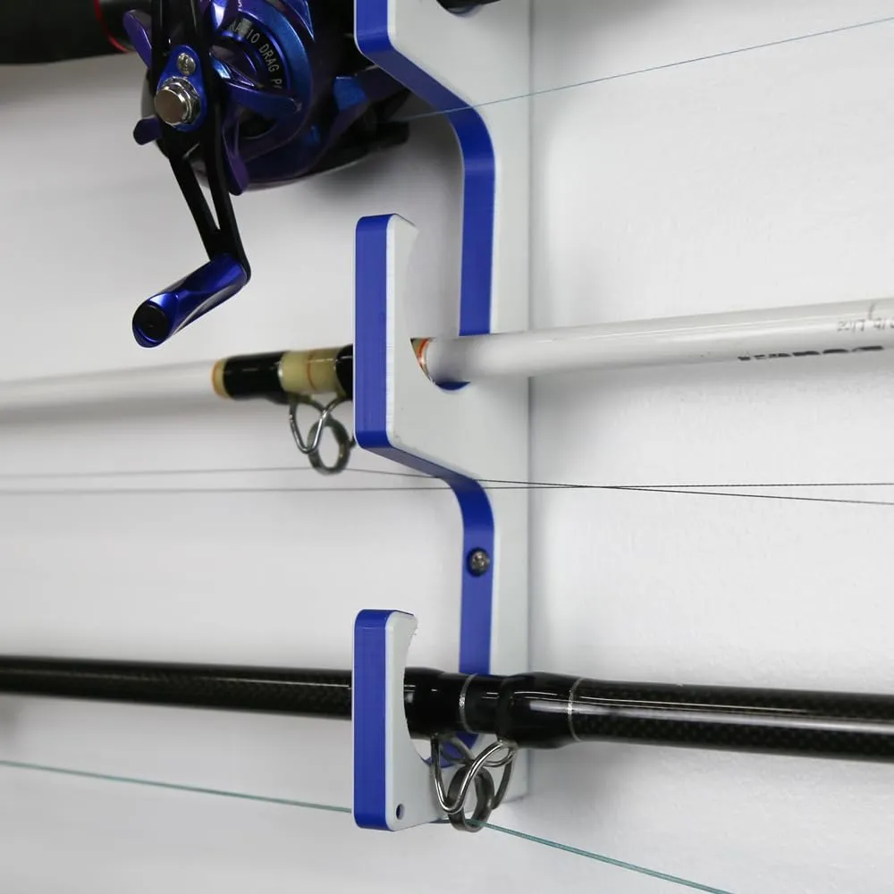 TRAPSKI Made in the USA Premium Fishing Rod/Pole Holder Rack Organizer | Wall or Boat Mounting Fishing Rod Rack | Marine Grade HDPE Plastic | Holder for up to 4 Rods | Stackable
