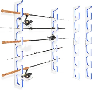 TRAPSKI Made in the USA Premium Fishing Rod/Pole Holder Rack Organizer | Wall or Ceiling Mounted Fishing Rod Rack | Marine Grade HDPE Plastic | Pole Holder for 6 or 12   Stackable