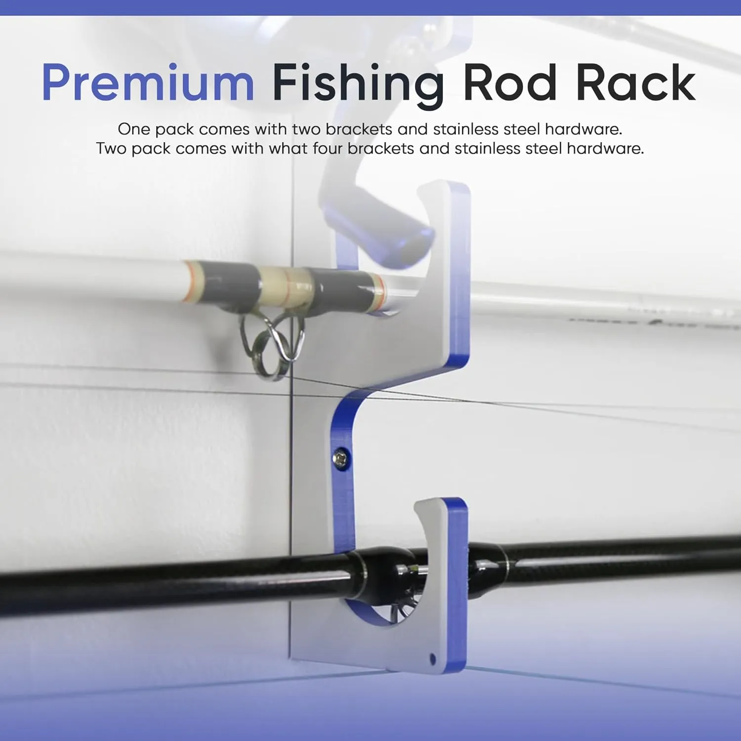 TRAPSKI Made in the USA Premium Fishing Rod/Pole Holder Rack Organizer | Wall or Ceiling Mounted Fishing Rod Rack | Marine Grade HDPE Plastic | Pole Holder for 6 or 12   Stackable