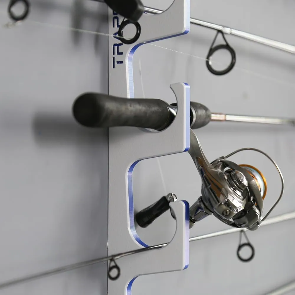 TRAPSKI Made in the USA Premium Fishing Rod/Pole Holder Rack Organizer | Wall or Ceiling Mounted Fishing Rod Rack | Marine Grade HDPE Plastic | Pole Holder for 6 or 12   Stackable