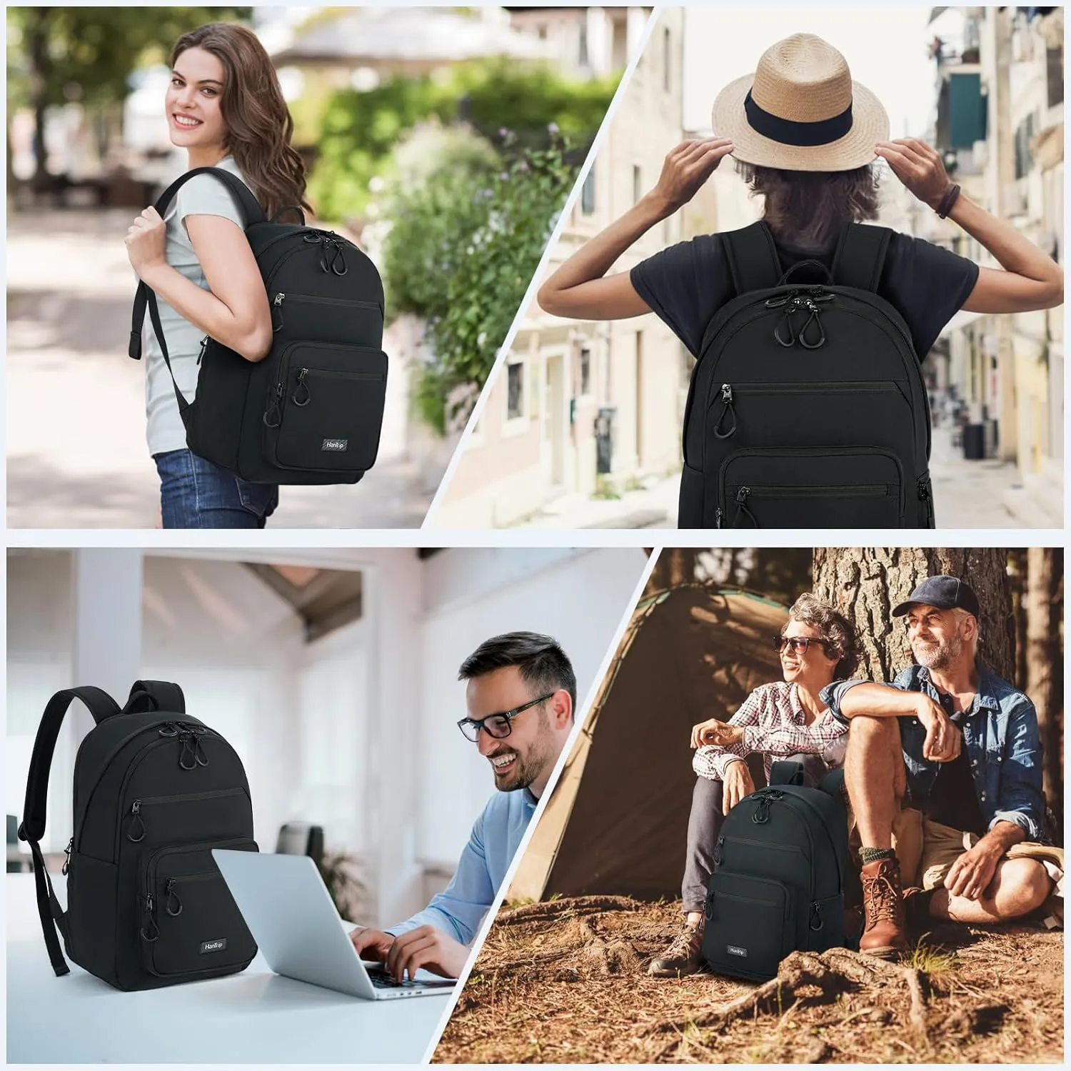 Travel Backpack for Women Men, 28L Lightweight Backpacks for Gym Nurse Work, Airplane Approved Carry On Personal Item Daypack Bookbag with 11 Pockets (Black)