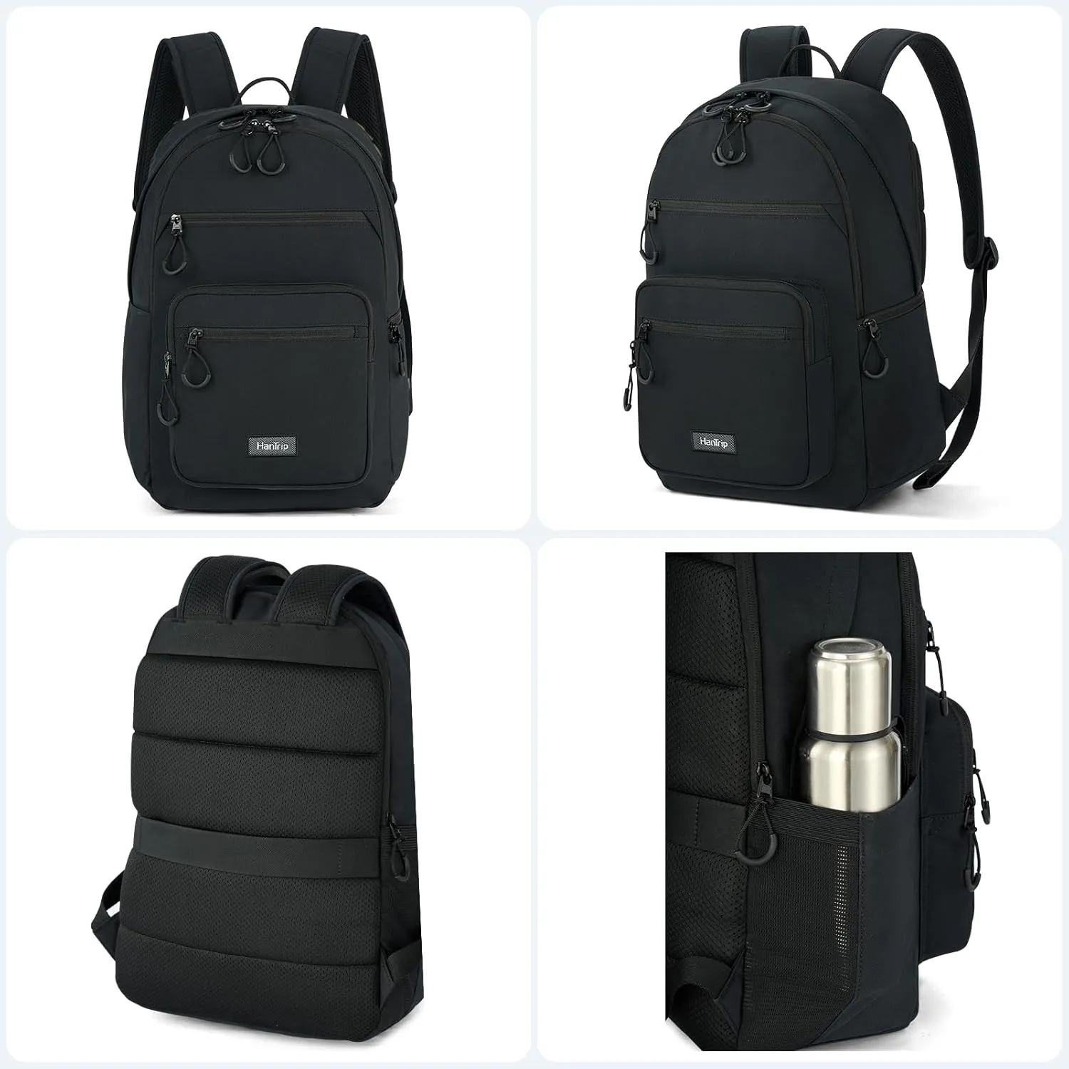 Travel Backpack for Women Men, 28L Lightweight Backpacks for Gym Nurse Work, Airplane Approved Carry On Personal Item Daypack Bookbag with 11 Pockets (Black)