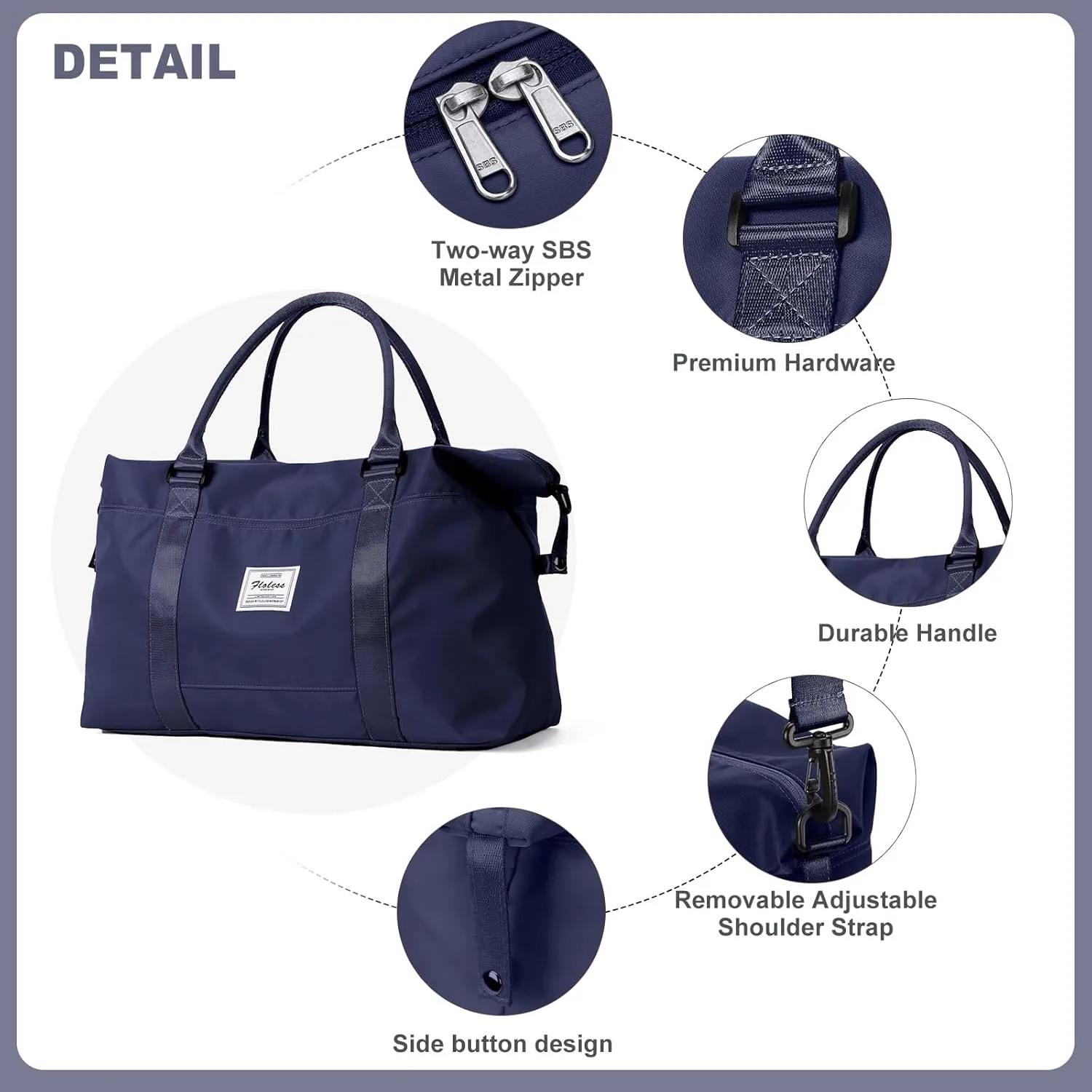 Travel Bags for Women, Weekender Overnight Bag with Toiletry Bag, Carry On Travel Tote Bag Duffel Bag,Gym Bag with Wet Pocket & Trolley Sleeve,NavyBlue