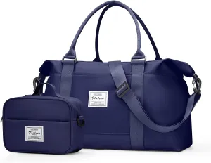 Travel Bags for Women, Weekender Overnight Bag with Toiletry Bag, Carry On Travel Tote Bag Duffel Bag,Gym Bag with Wet Pocket & Trolley Sleeve,NavyBlue