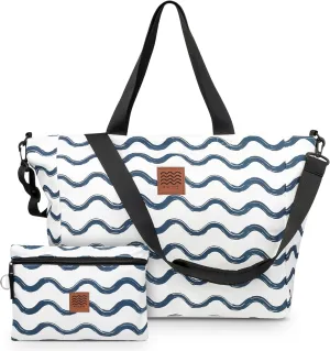 Travel Beach Bag Packable Beach Bag Tote for Pool Lake Cruise Essentials for Women, Foldable Travel Tote for Women