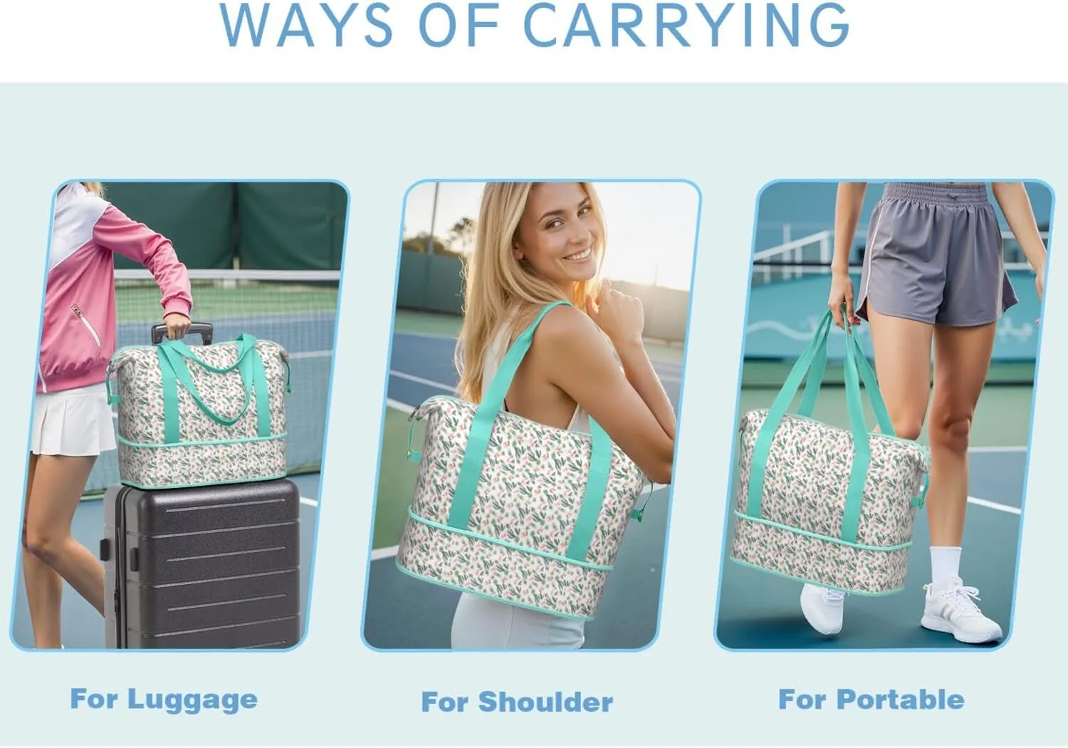 Travel Duffel Bag,Large Weekender Tote for Women, Shoulder Weekender Overnight Bag for Women,Gym Duffel Bag with Wet Pocket