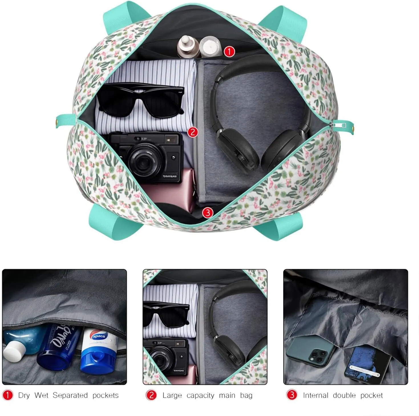Travel Duffel Bag,Large Weekender Tote for Women, Shoulder Weekender Overnight Bag for Women,Gym Duffel Bag with Wet Pocket