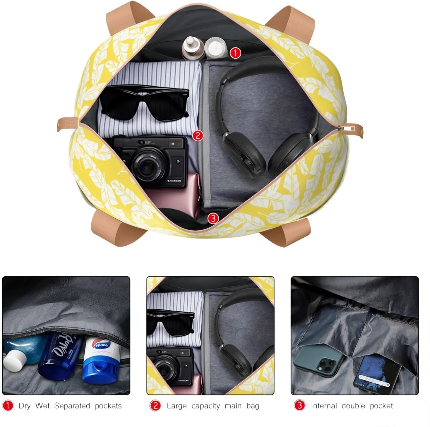 Travel Duffel Bag,Large Weekender Tote for Women,Gym Duffel Bag with Wet Pocket, Shoulder Weekender Overnight Bag for Women