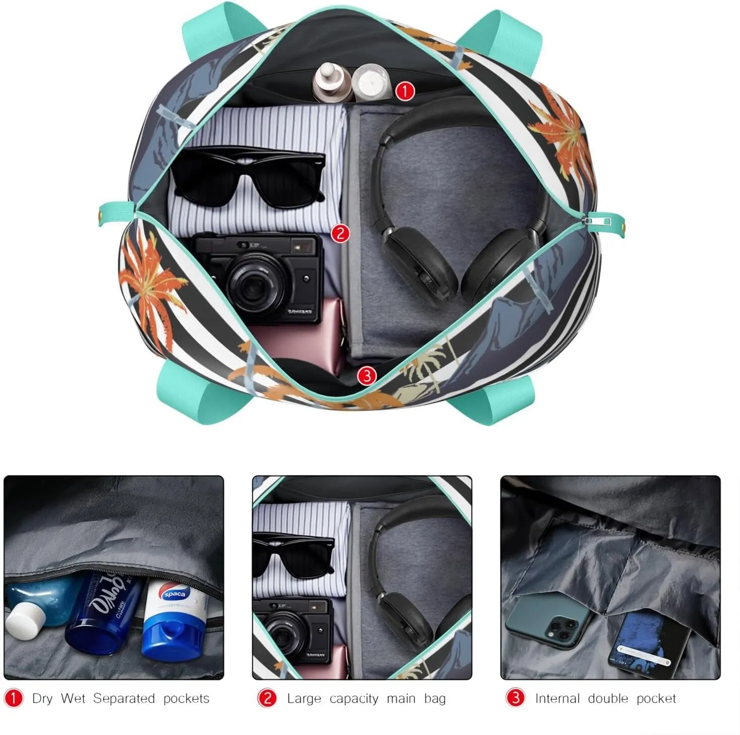 Travel Duffel Bag,Large Weekender Tote for Women,Gym Duffel Bag with Wet Pocket, Shoulder Weekender Overnight Bag for Women