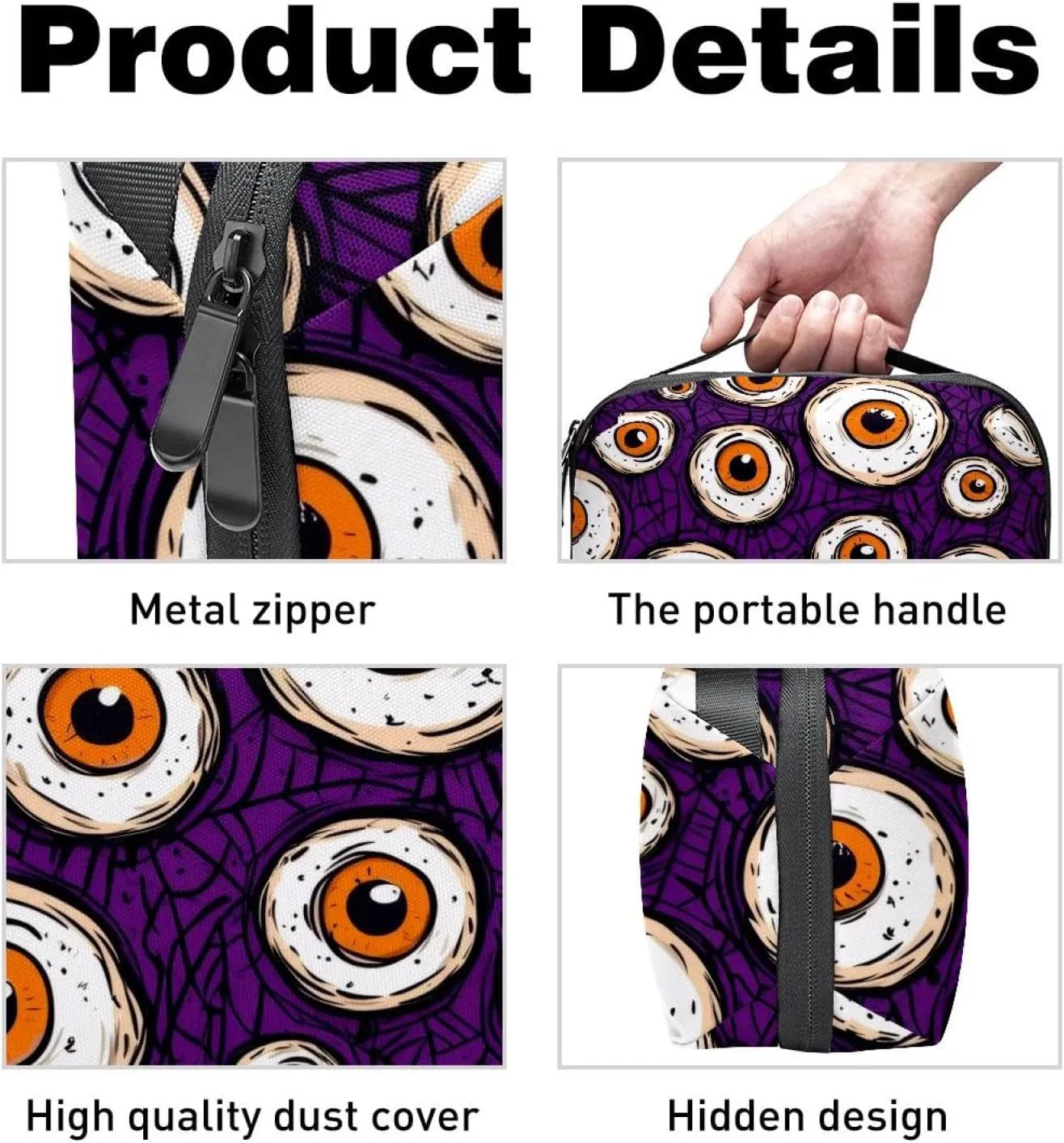 Travel Electronic Organizer, Halloween Eyeballs Pattern Portable Tech Bag, Electronic Accessories Pouch, Waterproof Cable Case for Charger Power Bank USB SD Card Earphone