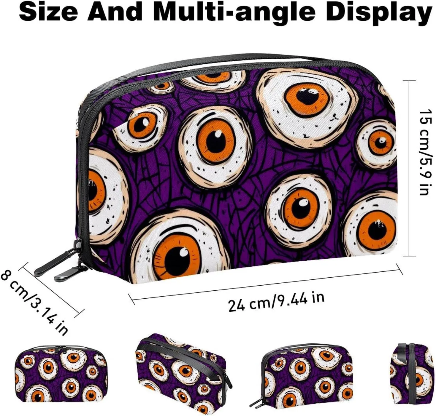 Travel Electronic Organizer, Halloween Eyeballs Pattern Portable Tech Bag, Electronic Accessories Pouch, Waterproof Cable Case for Charger Power Bank USB SD Card Earphone