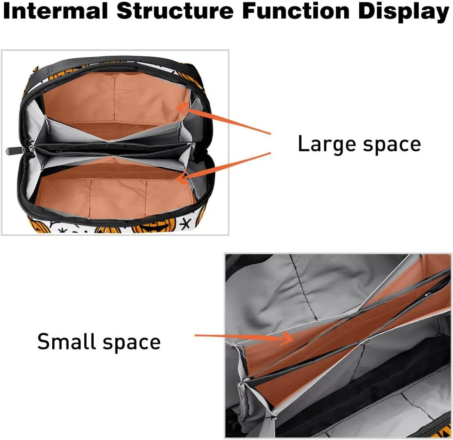 Travel Electronic Organizer, Halloween Pumpkins and Spiderweb Pattern Portable Tech Bag, Electronic Accessories Pouch, Waterproof Cable Case for Charger Power Bank USB SD Card Earphone