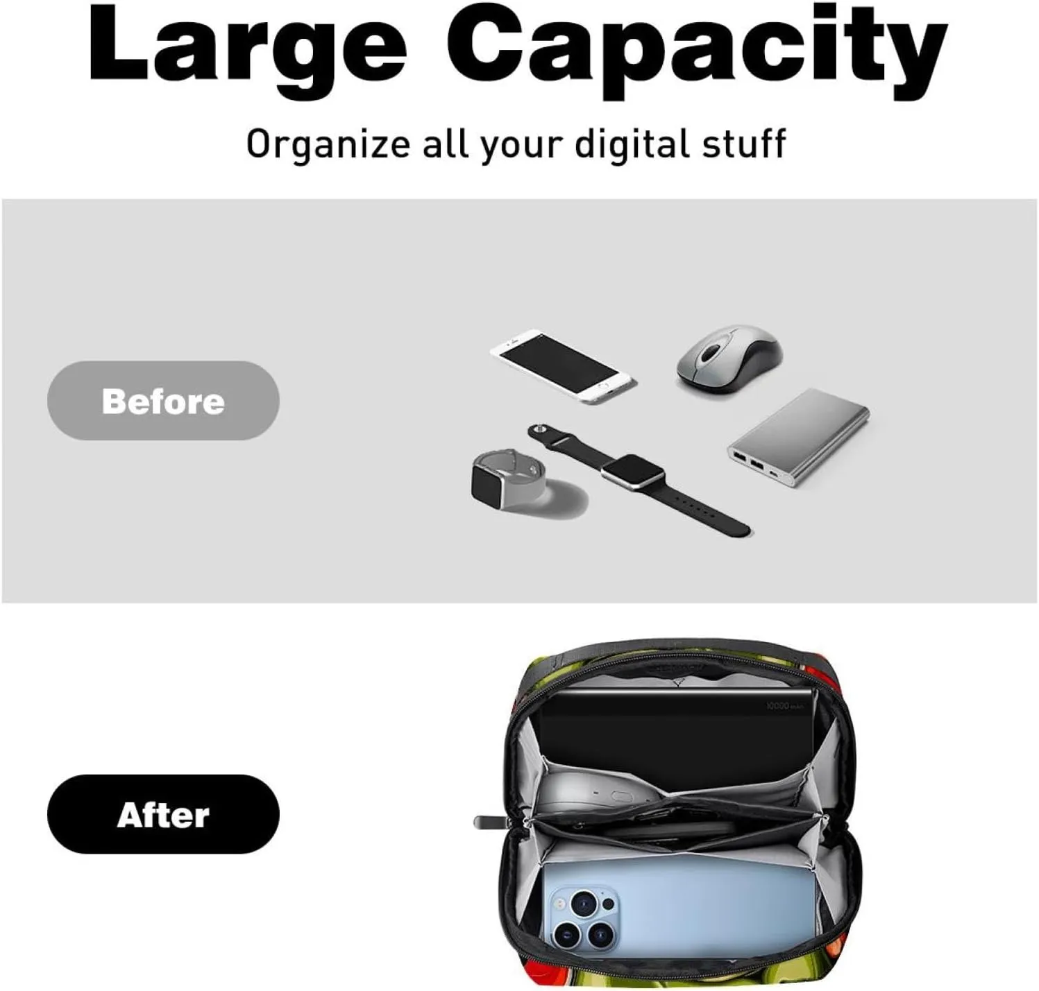 Travel Electronic Organizer, Ladybug Seamless Pattern Abstract Texture Portable Tech Bag, Electronic Accessories Pouch, Waterproof Cable Case for Charger Power Bank USB SD Card Earphone