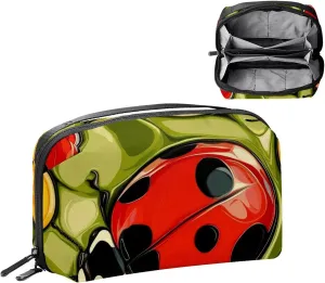 Travel Electronic Organizer, Ladybug Seamless Pattern Abstract Texture Portable Tech Bag, Electronic Accessories Pouch, Waterproof Cable Case for Charger Power Bank USB SD Card Earphone